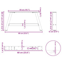 Produktbild för Soffbordsben A-formade 2 st svart 60x(30-31) cm stål