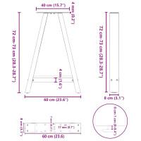 Produktbild för Soffbordsben A-formade 2 st svart 60x(72-73) cm stål