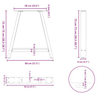 Produktbild för Soffbordsben A-formade 2 st antracit 80x(72-73) cm stål