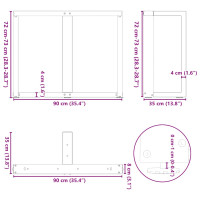 Produktbild för Matbordsben T-formad 2 st svart 90x35x(72-73) cm stål