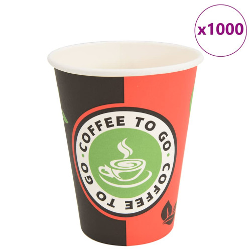 vidaXL Kaffekoppar i papper 1000 st 12oz 300ml röd och svart