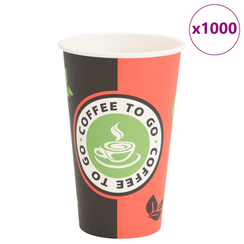 vidaXL Kaffekoppar i papper 1000 st 16oz 400ml röd och svart