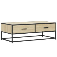 Produktbild för Soffbord sonoma-ek 100x50x35 cm konstruerat trä och metall