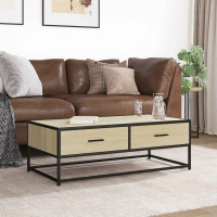 Produktbild för Soffbord sonoma-ek 100x50x35 cm konstruerat trä och metall