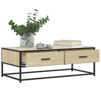 Produktbild för Soffbord sonoma-ek 100x50x35 cm konstruerat trä och metall