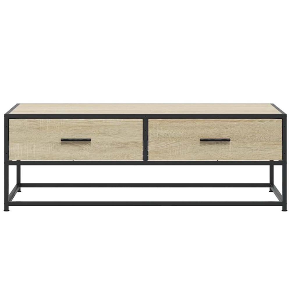 Produktbild för Soffbord sonoma-ek 100x50x35 cm konstruerat trä och metall