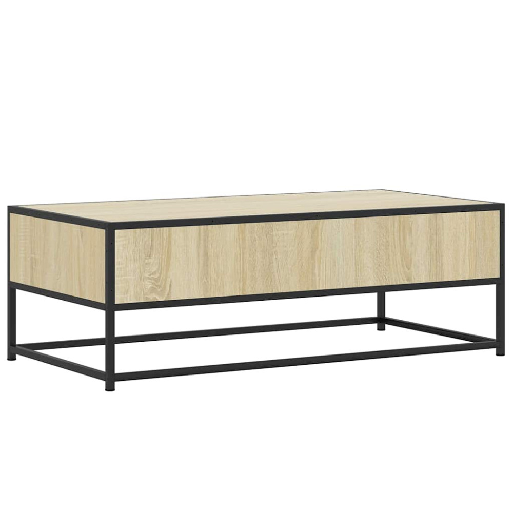 Produktbild för Soffbord sonoma-ek 100x50x35 cm konstruerat trä och metall