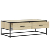Produktbild för Soffbord sonoma-ek 100x50x35 cm konstruerat trä och metall