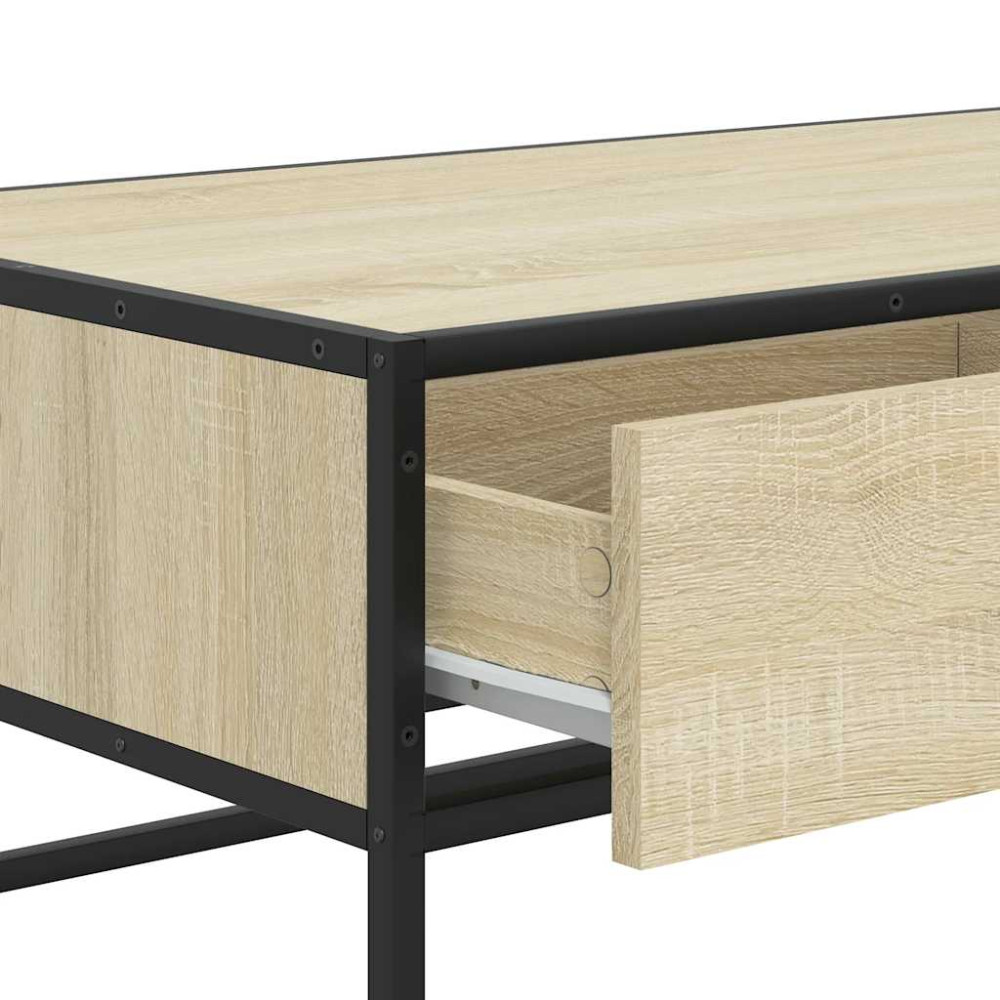 Produktbild för Soffbord sonoma-ek 100x50x35 cm konstruerat trä och metall
