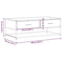 Produktbild för Soffbord rökfärgad ek 100x50x35 cm konstruerat trä och metall