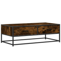 Produktbild för Soffbord rökfärgad ek 100x50x35 cm konstruerat trä och metall