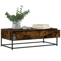 Produktbild för Soffbord rökfärgad ek 100x50x35 cm konstruerat trä och metall