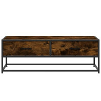 Produktbild för Soffbord rökfärgad ek 100x50x35 cm konstruerat trä och metall