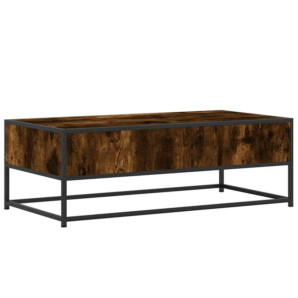 Produktbild för Soffbord rökfärgad ek 100x50x35 cm konstruerat trä och metall