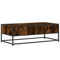 Produktbild för Soffbord rökfärgad ek 100x50x35 cm konstruerat trä och metall