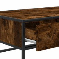 Produktbild för Soffbord rökfärgad ek 100x50x35 cm konstruerat trä och metall