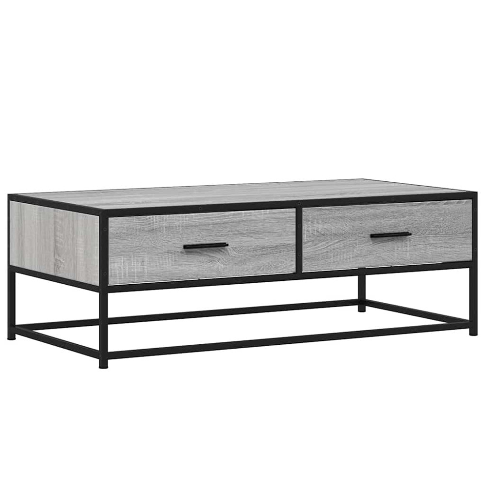 Produktbild för Soffbord grå sonoma 100x50x35 cm konstruerat trä och metall