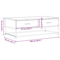 Produktbild för Soffbord brun ek 100x50x35 cm konstruerat trä och metall