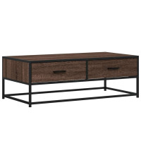Produktbild för Soffbord brun ek 100x50x35 cm konstruerat trä och metall
