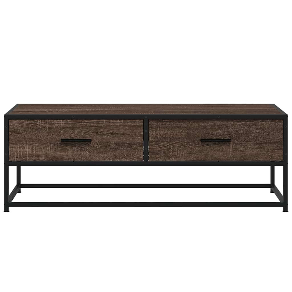 Produktbild för Soffbord brun ek 100x50x35 cm konstruerat trä och metall