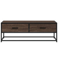 Produktbild för Soffbord brun ek 100x50x35 cm konstruerat trä och metall