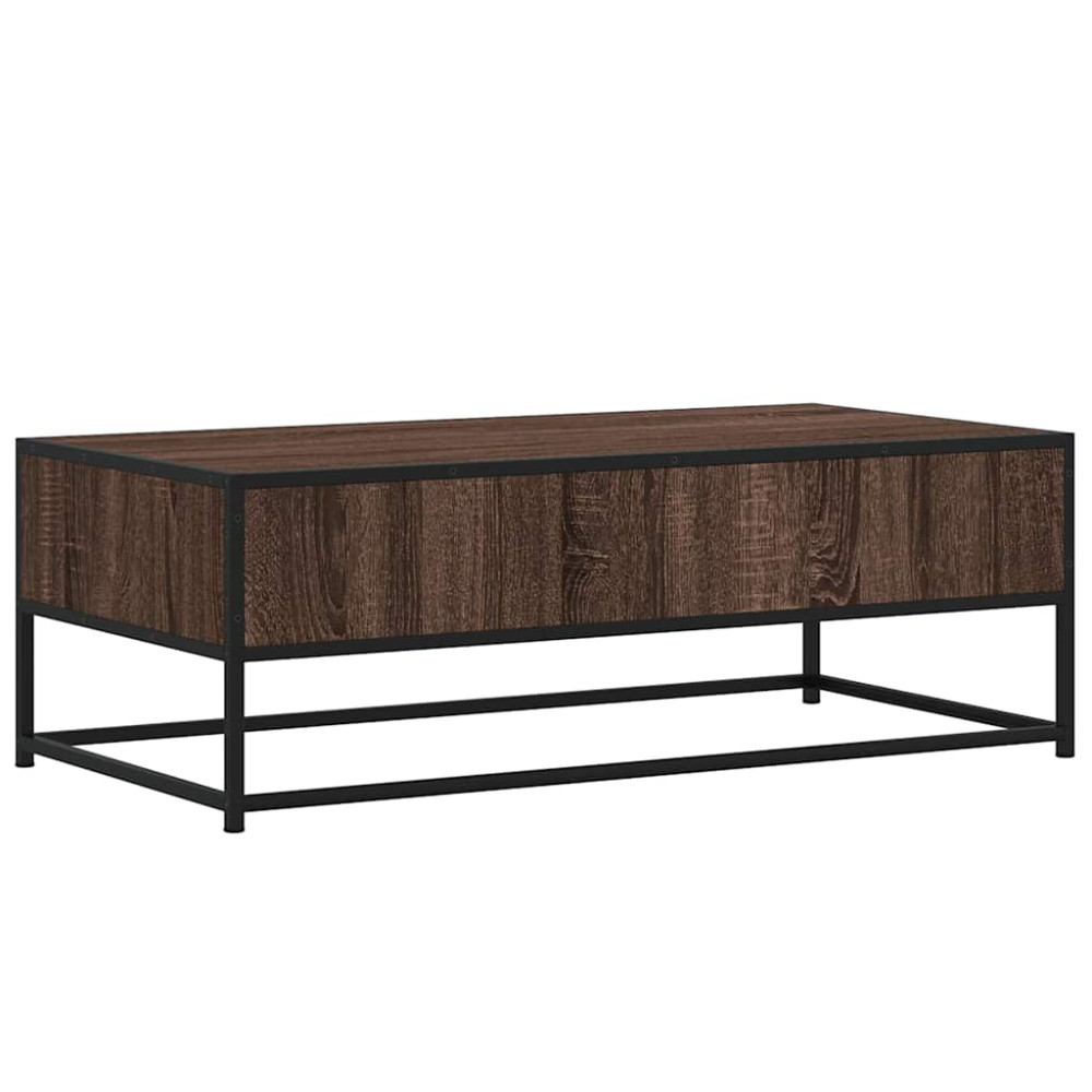 Produktbild för Soffbord brun ek 100x50x35 cm konstruerat trä och metall