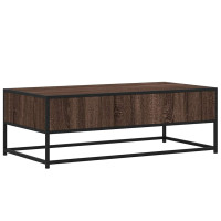 Produktbild för Soffbord brun ek 100x50x35 cm konstruerat trä och metall