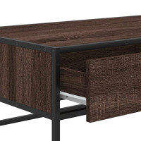 Produktbild för Soffbord brun ek 100x50x35 cm konstruerat trä och metall
