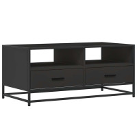 Produktbild för Soffbord svart 100x50x45 cm konstruerat trä och metall