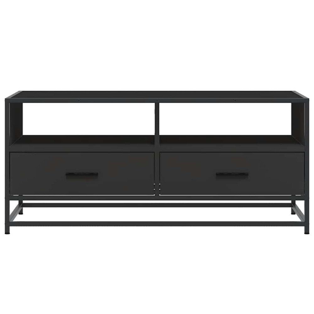 Produktbild för Soffbord svart 100x50x45 cm konstruerat trä och metall