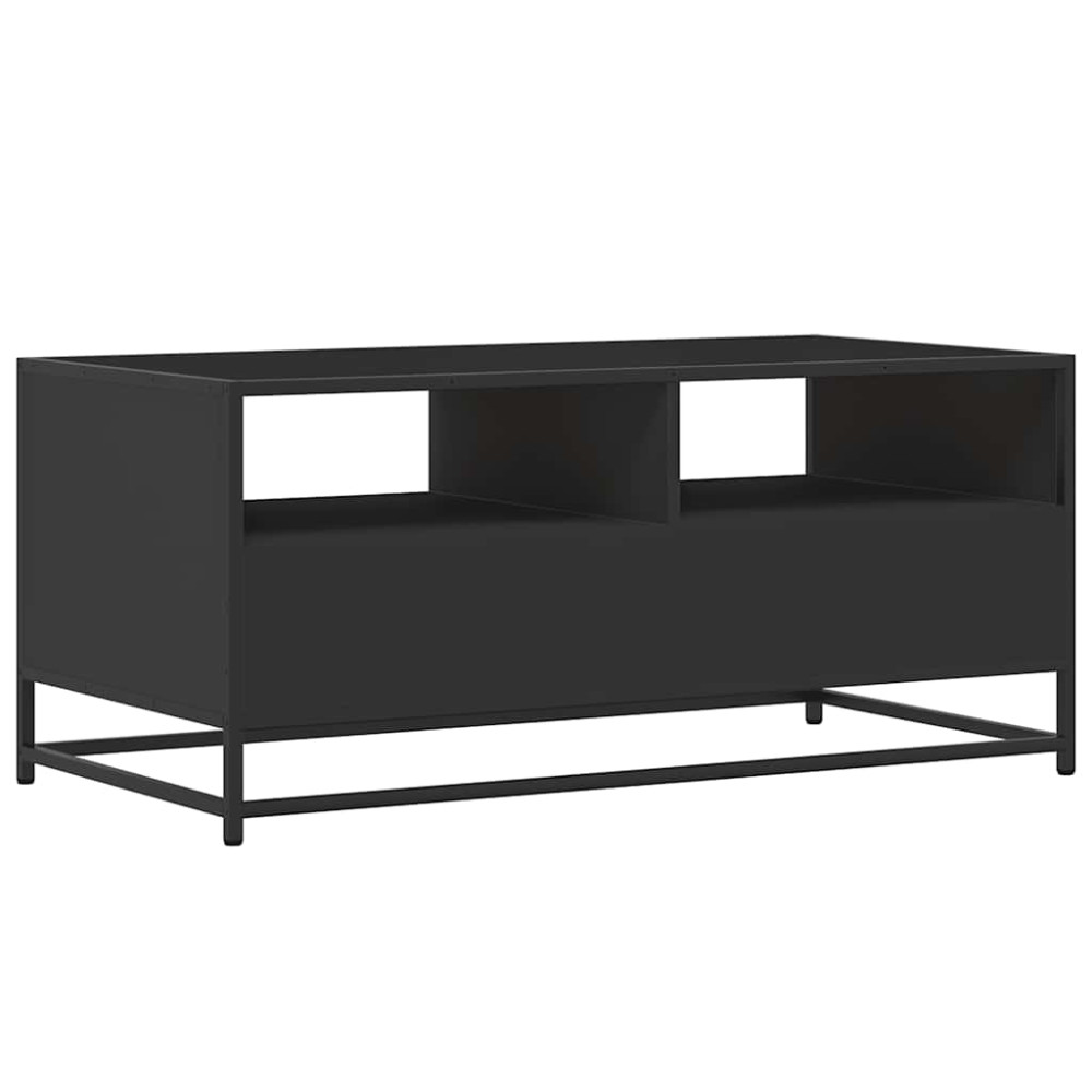 Produktbild för Soffbord svart 100x50x45 cm konstruerat trä och metall