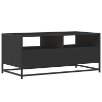 Produktbild för Soffbord svart 100x50x45 cm konstruerat trä och metall