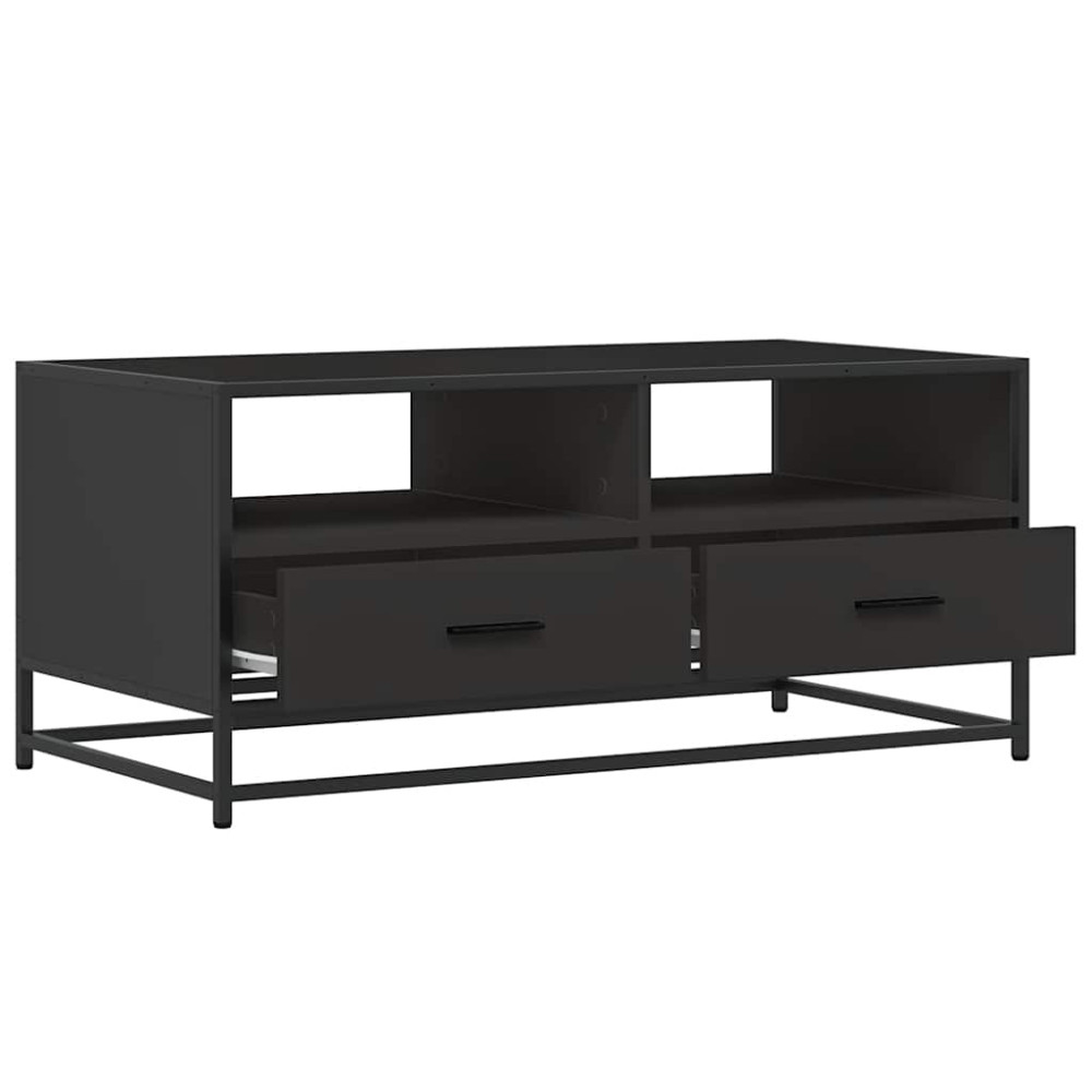 Produktbild för Soffbord svart 100x50x45 cm konstruerat trä och metall
