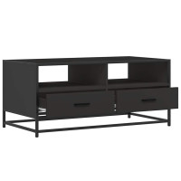 Produktbild för Soffbord svart 100x50x45 cm konstruerat trä och metall