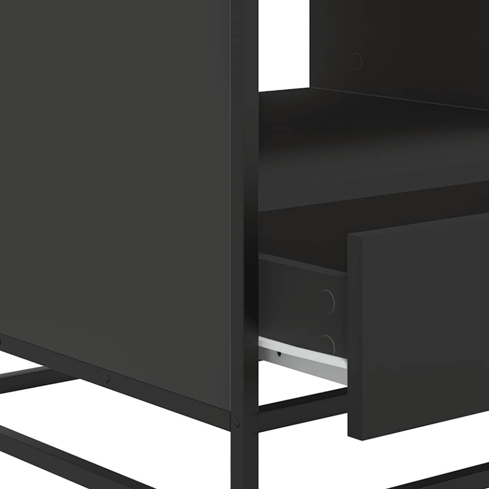 Produktbild för Soffbord svart 100x50x45 cm konstruerat trä och metall