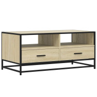 Produktbild för Soffbord sonoma-ek 100x50x45 cm konstruerat trä och metall