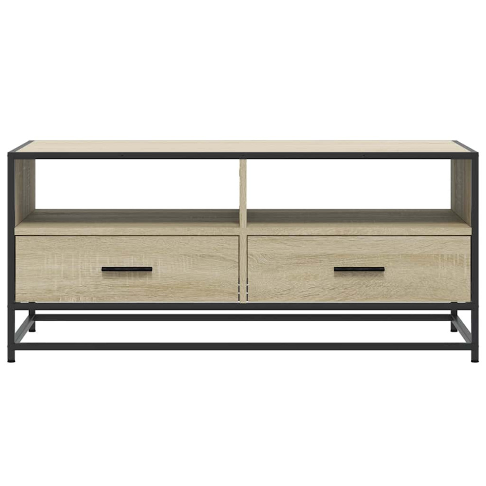 Produktbild för Soffbord sonoma-ek 100x50x45 cm konstruerat trä och metall
