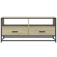 Produktbild för Soffbord sonoma-ek 100x50x45 cm konstruerat trä och metall