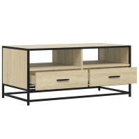 Produktbild för Soffbord sonoma-ek 100x50x45 cm konstruerat trä och metall