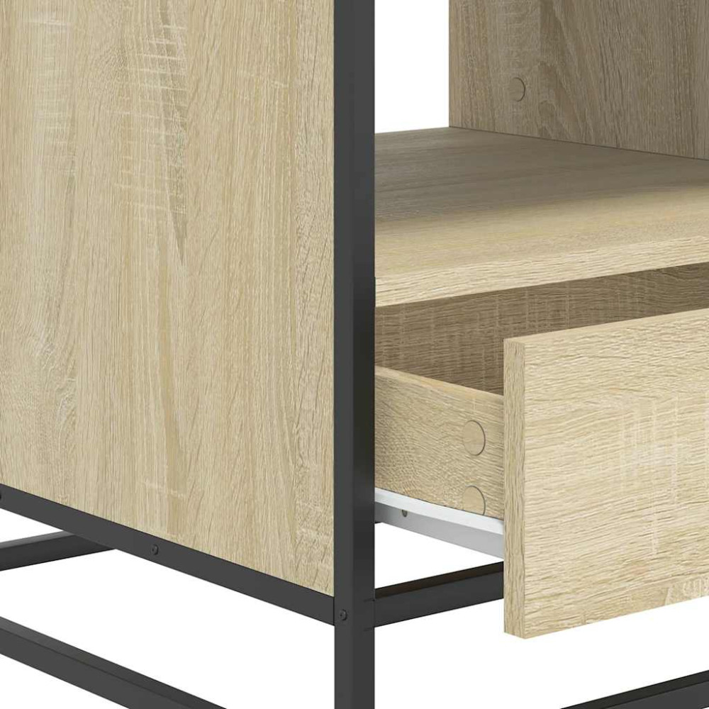 Produktbild för Soffbord sonoma-ek 100x50x45 cm konstruerat trä och metall
