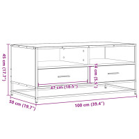 Produktbild för Soffbord rökfärgad ek 100x50x45 cm konstruerat trä och metall
