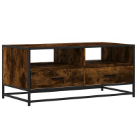 Produktbild för Soffbord rökfärgad ek 100x50x45 cm konstruerat trä och metall