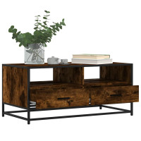 Produktbild för Soffbord rökfärgad ek 100x50x45 cm konstruerat trä och metall