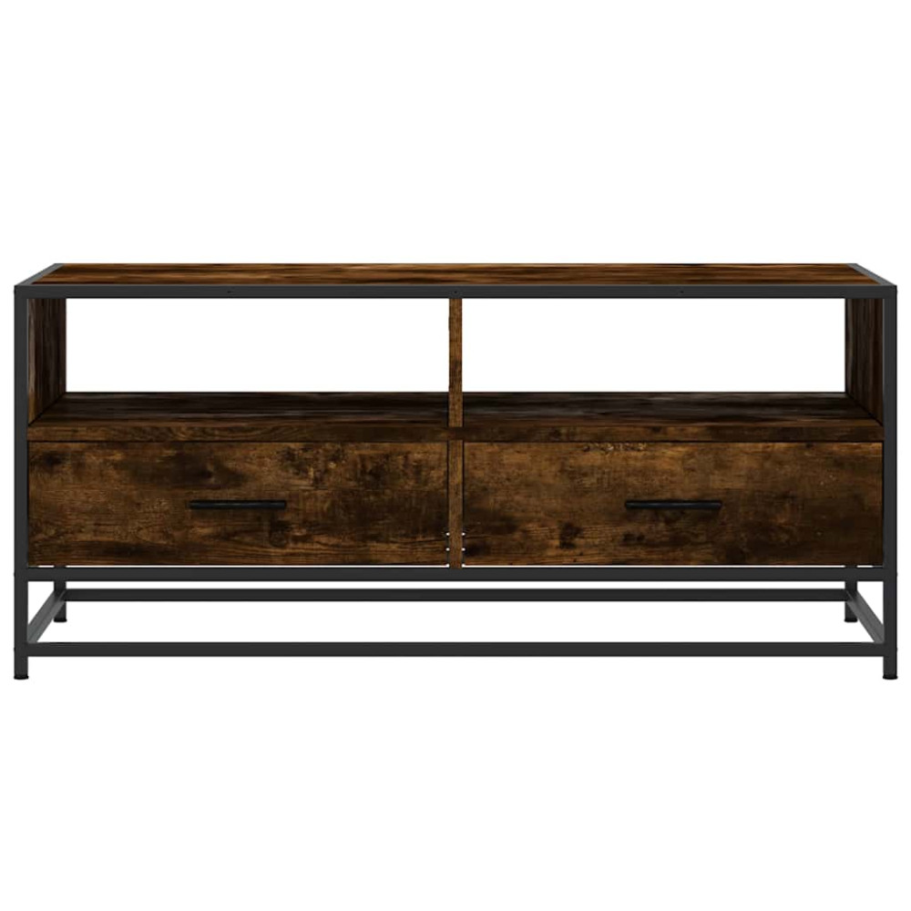 Produktbild för Soffbord rökfärgad ek 100x50x45 cm konstruerat trä och metall