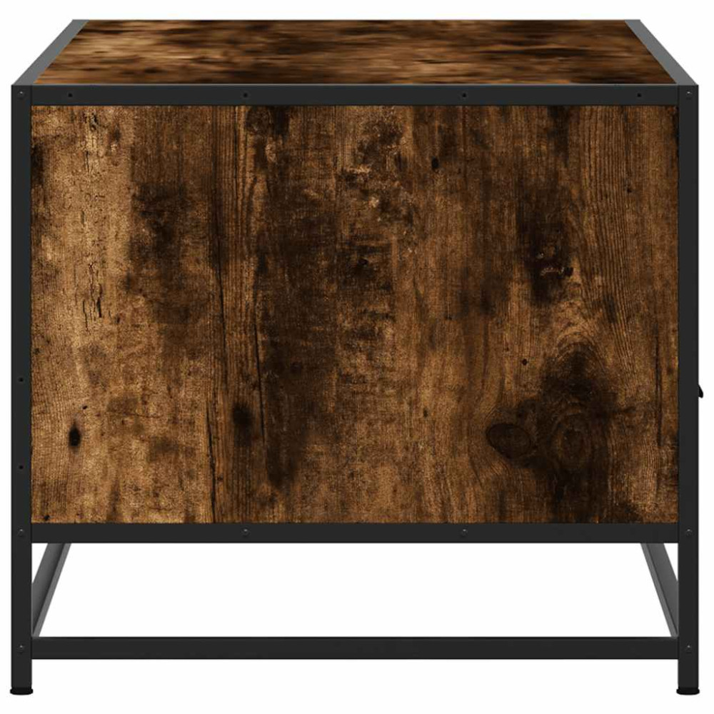 Produktbild för Soffbord rökfärgad ek 100x50x45 cm konstruerat trä och metall