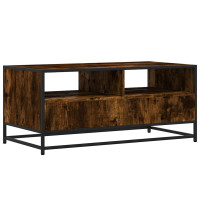 Produktbild för Soffbord rökfärgad ek 100x50x45 cm konstruerat trä och metall