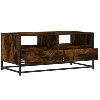 Produktbild för Soffbord rökfärgad ek 100x50x45 cm konstruerat trä och metall