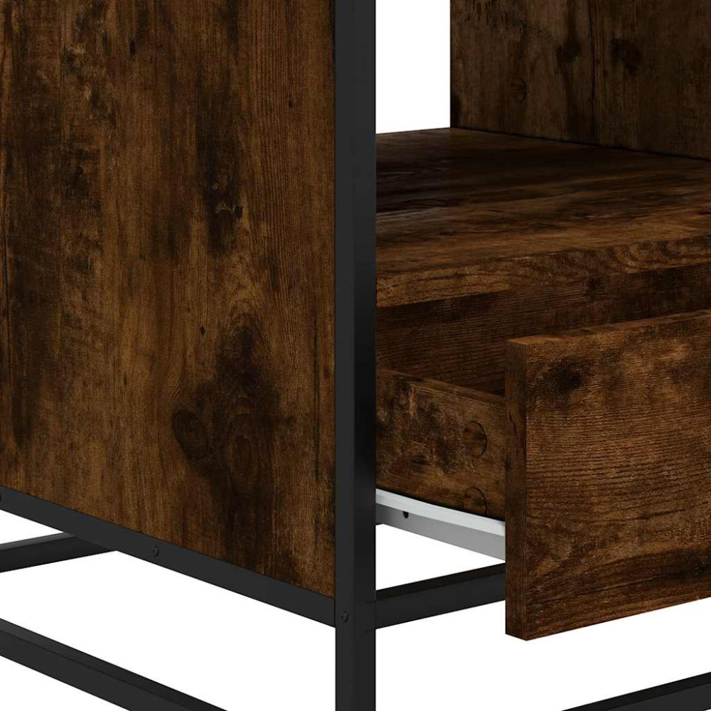 Produktbild för Soffbord rökfärgad ek 100x50x45 cm konstruerat trä och metall