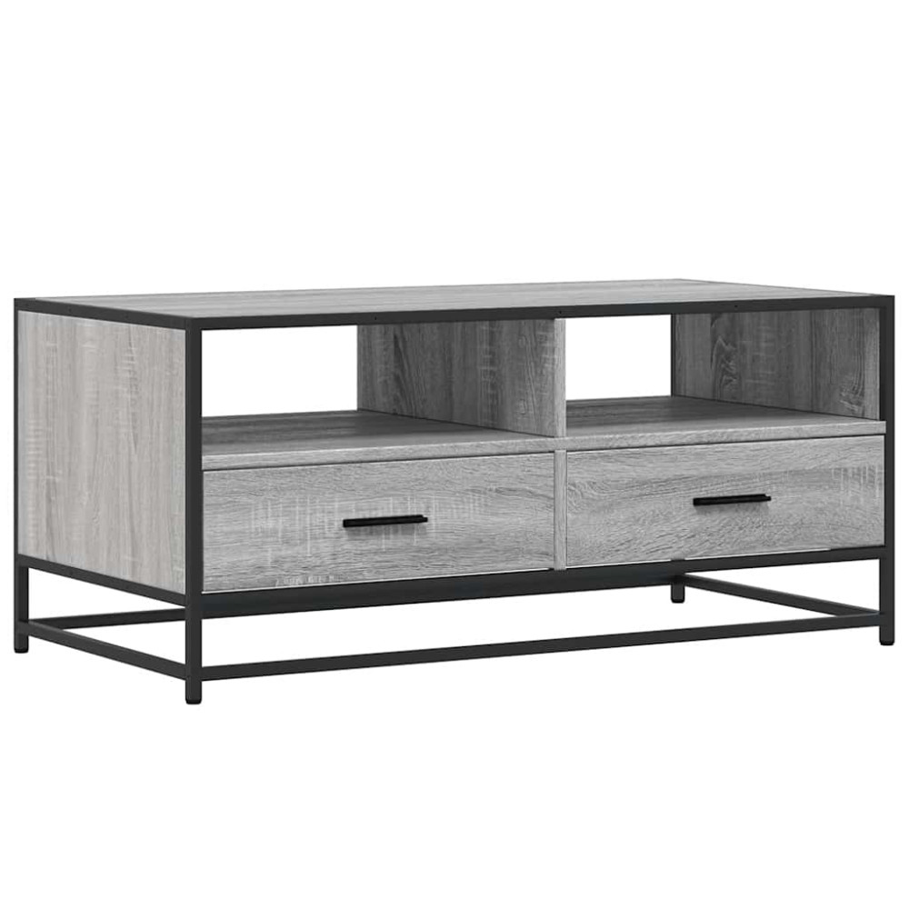 Produktbild för Soffbord grå sonoma 100x50x45 cm konstruerat trä och metall