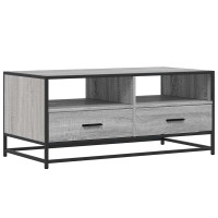 Produktbild för Soffbord grå sonoma 100x50x45 cm konstruerat trä och metall